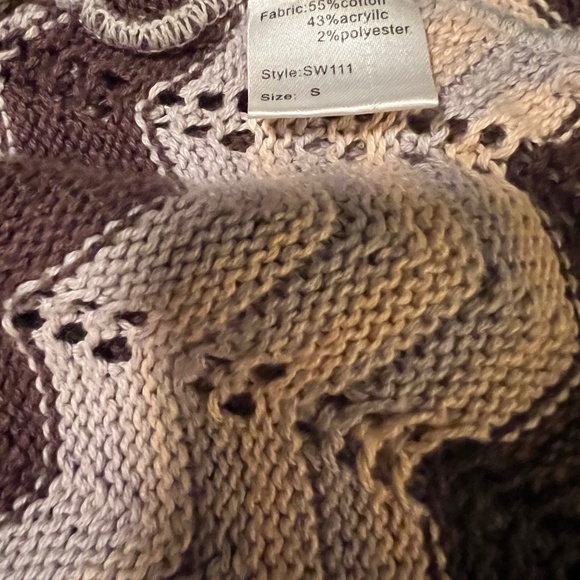 Elan Zig-Zag Eyelet Knit Sweater W/ Mid-Sleeves & Gathered Waist - Size S - Picture 5 of 6